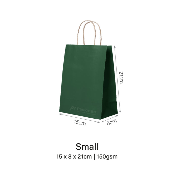 15 x 8 x 21cm Deep Green Paper Bag (100pcs)