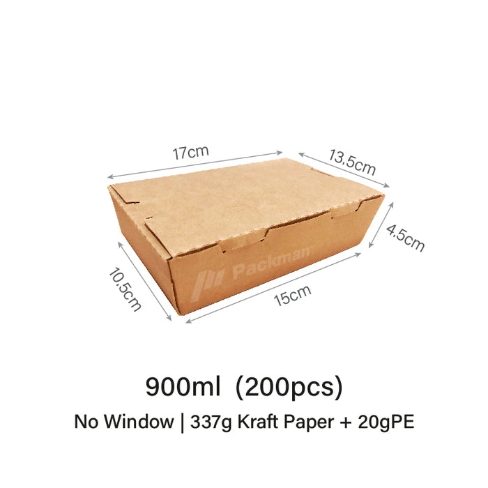 900ml Kraft Lunch Box (200pcs)