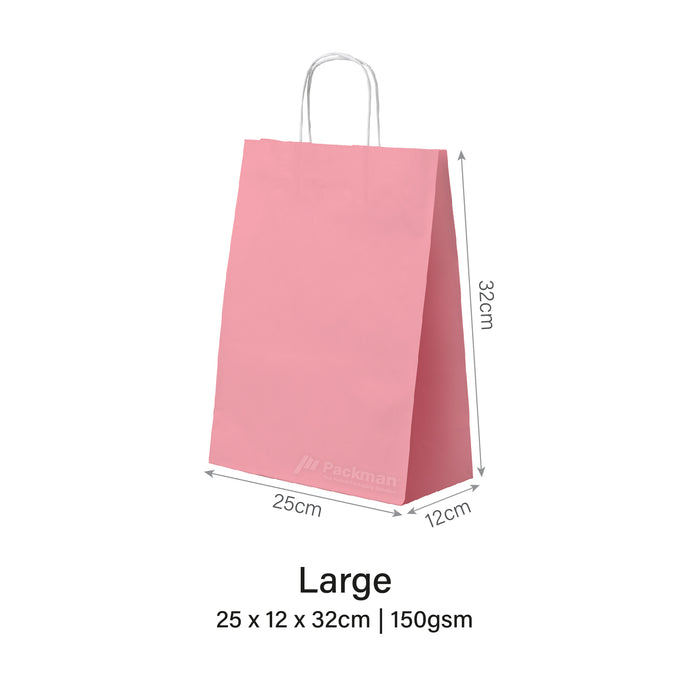 25 x 12 x 32cm Pink Paper Bag (100pcs)