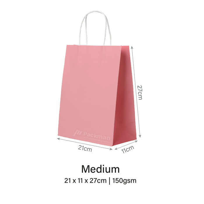 21 x 11 x 27cm Pink Paper Bag (100pcs)