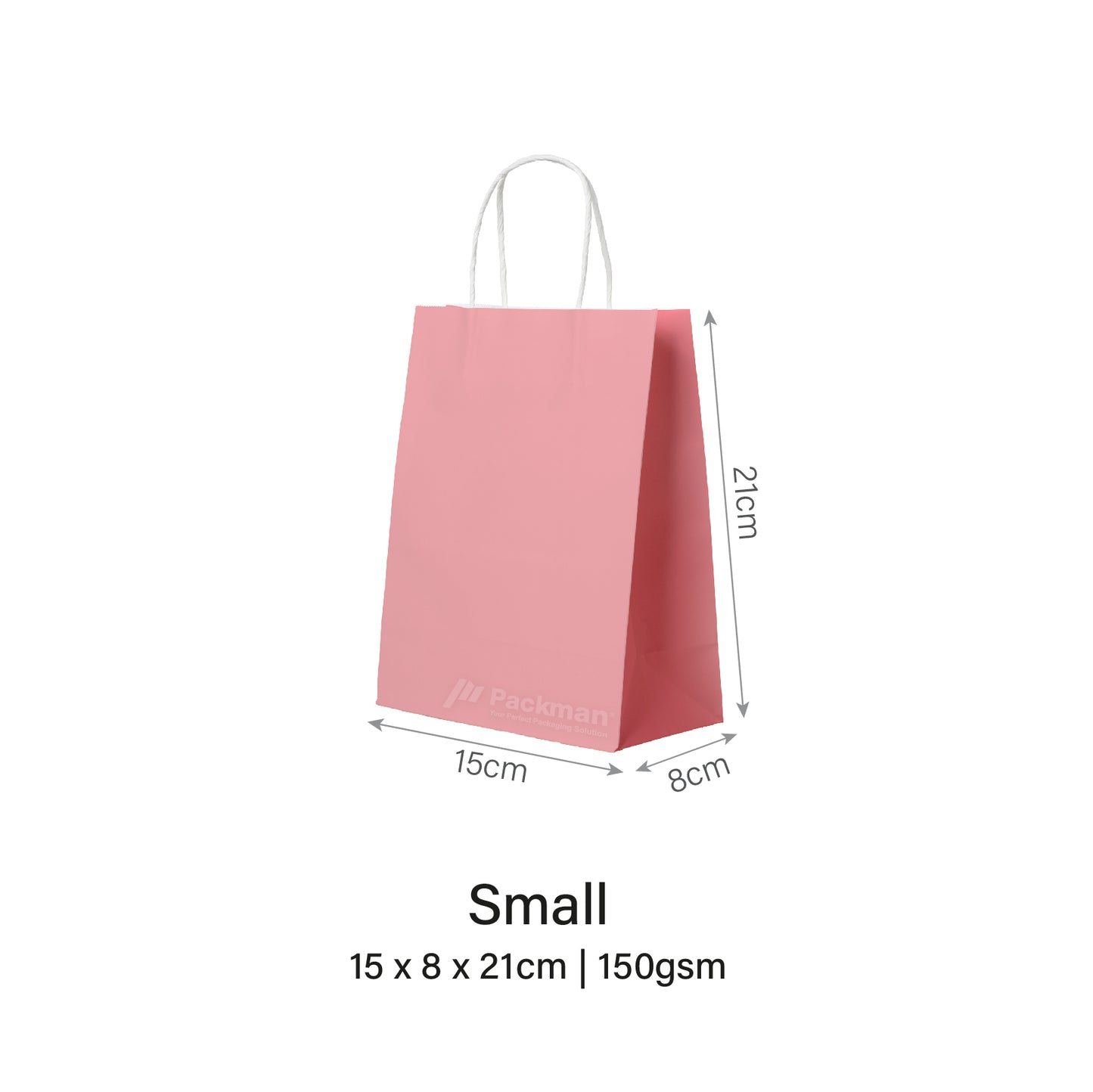 15 x 8 x 21cm Pink Paper Bag (100pcs)