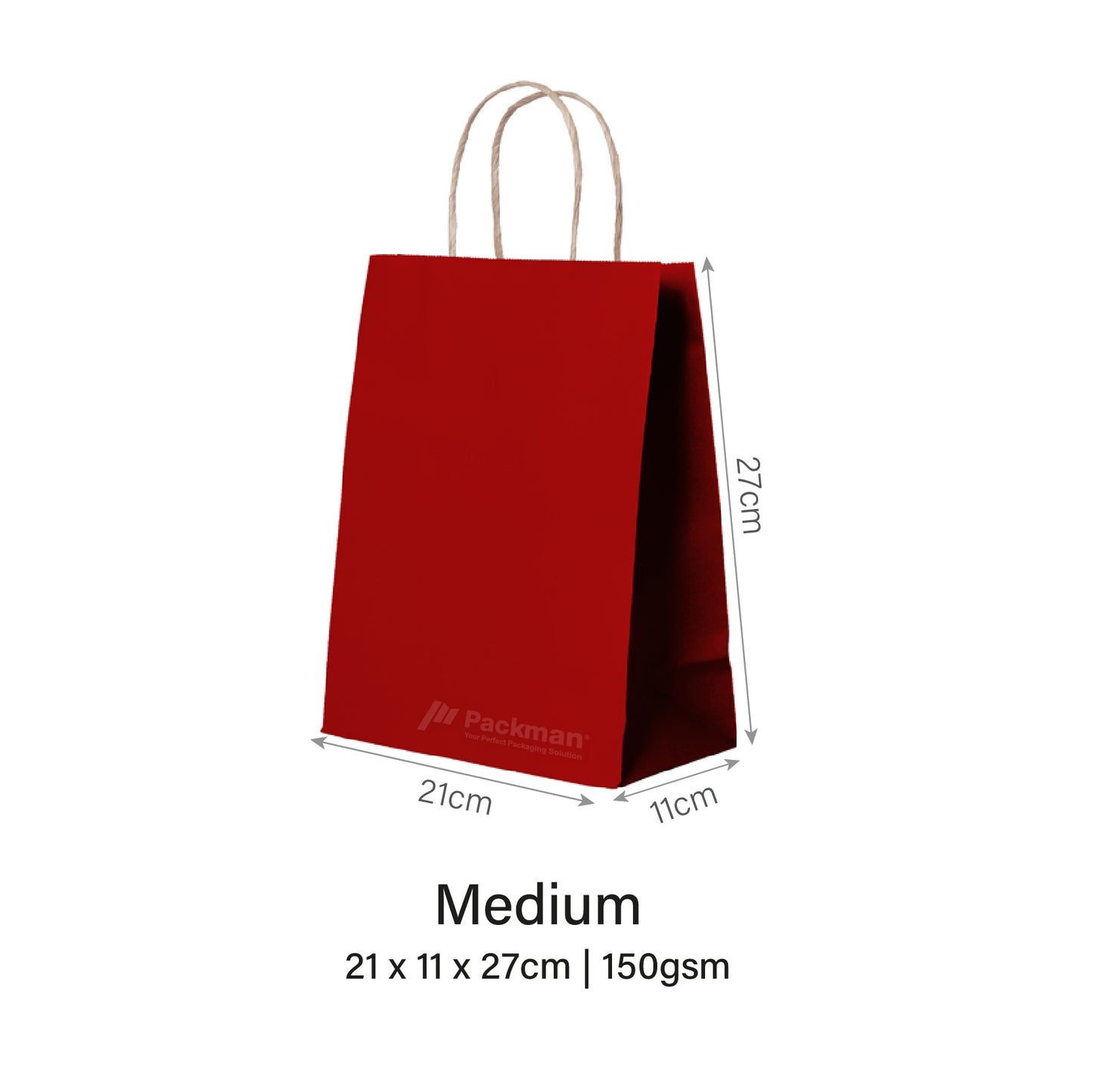 21 x 11 x 27cm Red Paper Bag (100pcs)