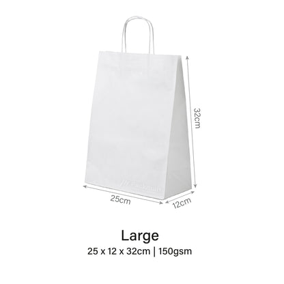 25 x 12 x 32cm White Paper Bag (100pcs)