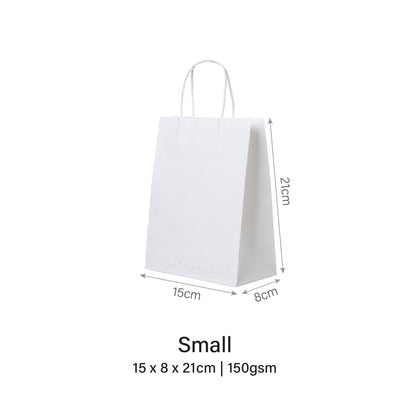 15 x 8 x 21cm White Paper Bag (100pcs)