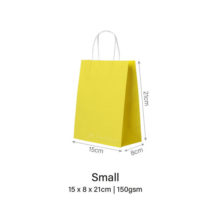 15 x 8 x 21cm Yellow Paper Bag (100pcs)