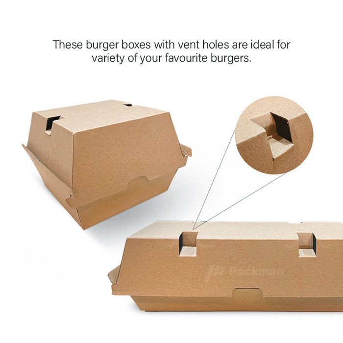 110 x 110 x 108mm Kraft Burger Box (100pcs)