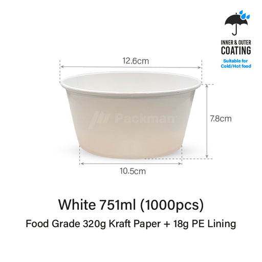 White Double-Coated Kraft Bowl