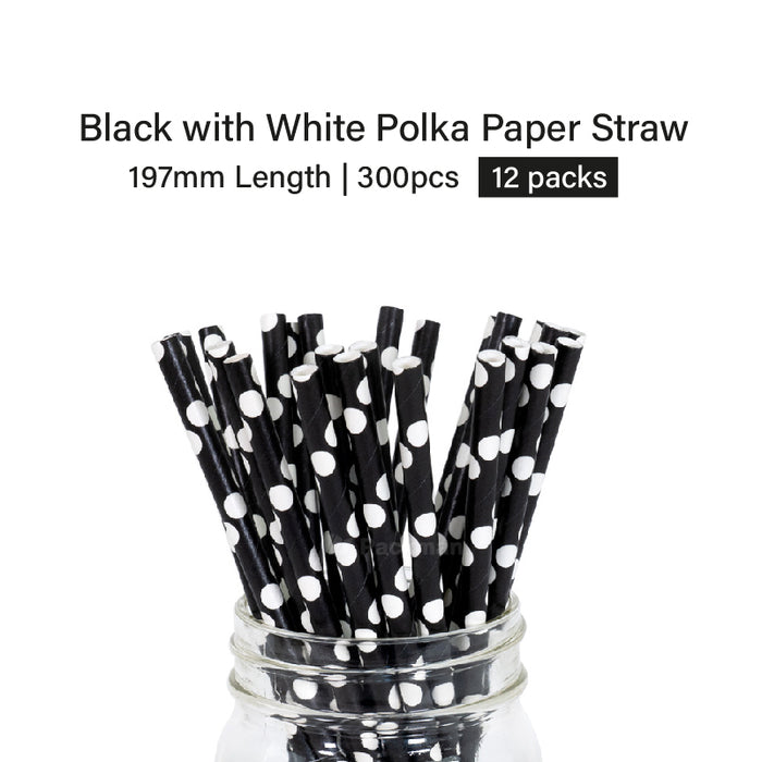 White Polka Paper Straw