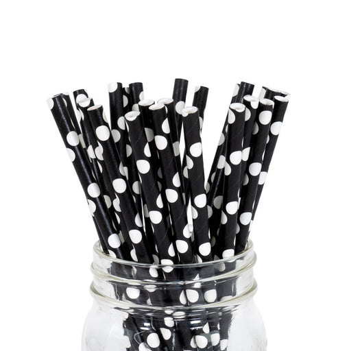 White Polka Paper Straw