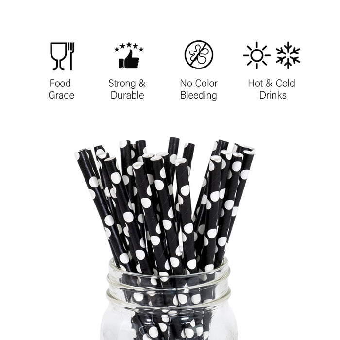 White Polka Paper Straw