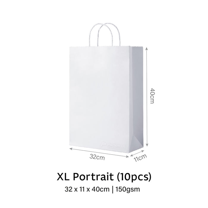 White XL Portrait Paper Bag