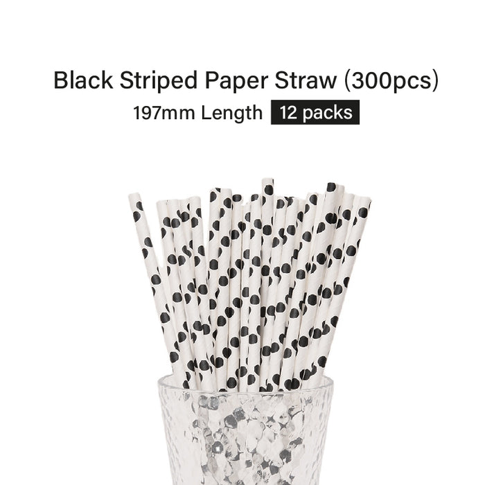 White with Black Dots Paper Straw