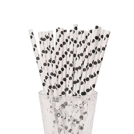 White with Black Dots Paper Straw 