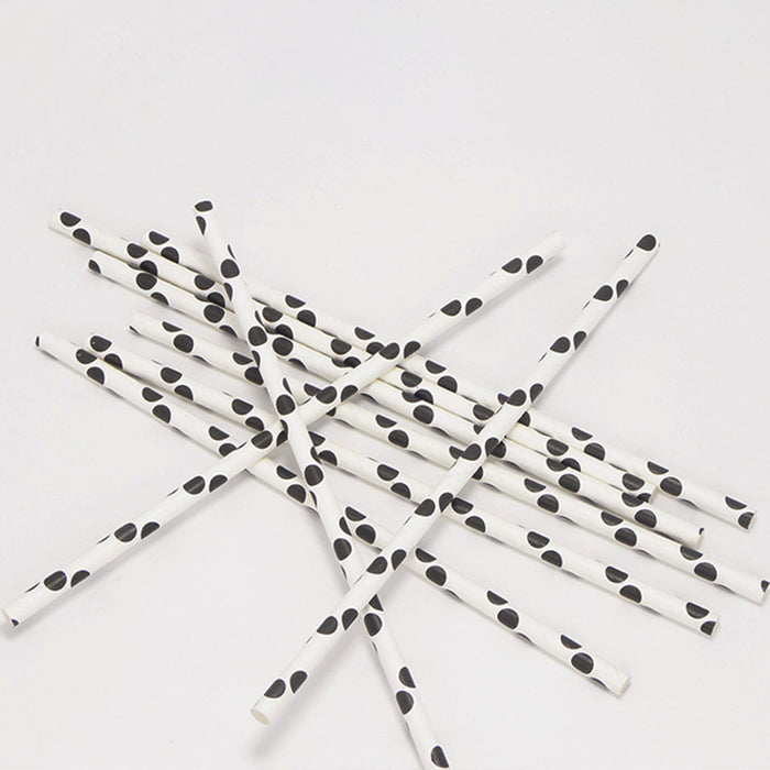 White with Black Dots Paper Straw