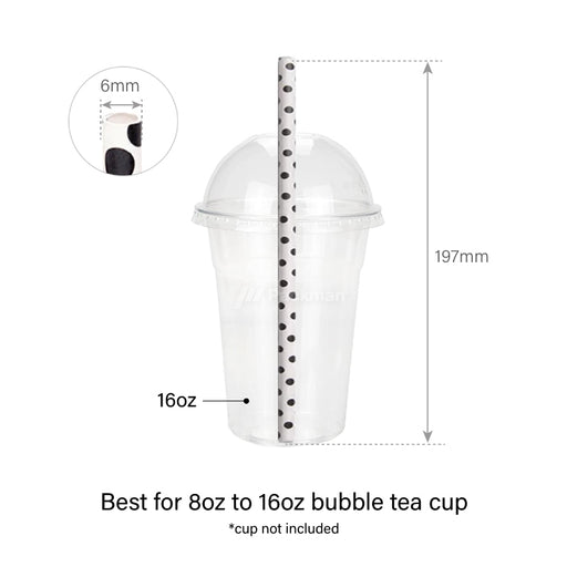 White with Black Dots Paper Straw