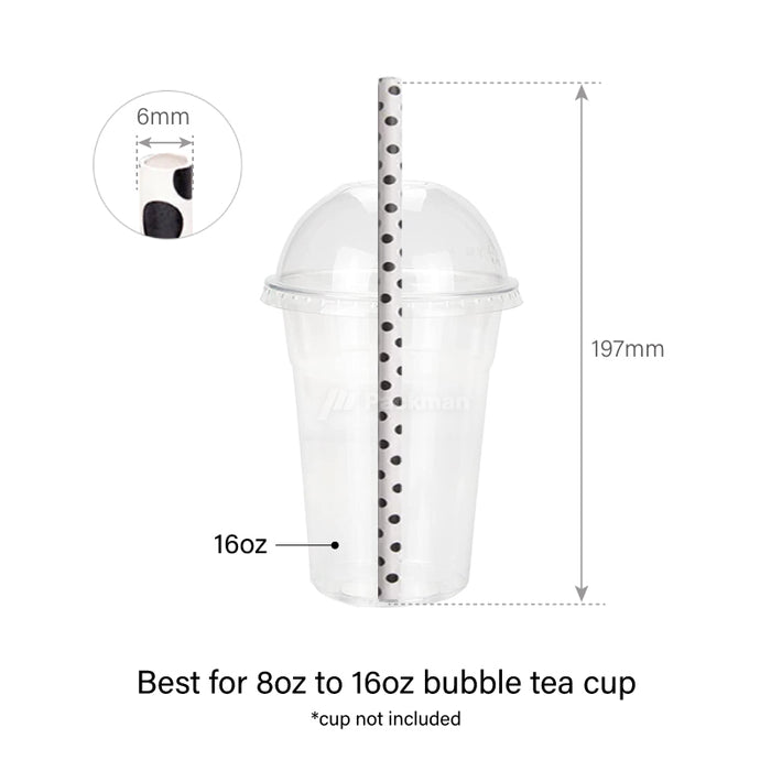 White with Black Dots Paper Straw