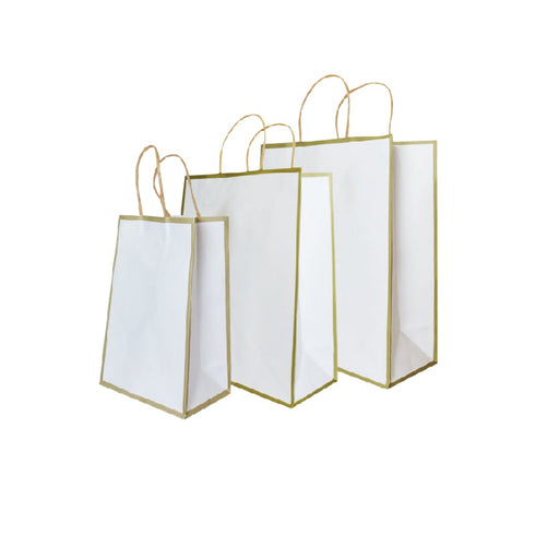 White with Gold Border Paper Bag 