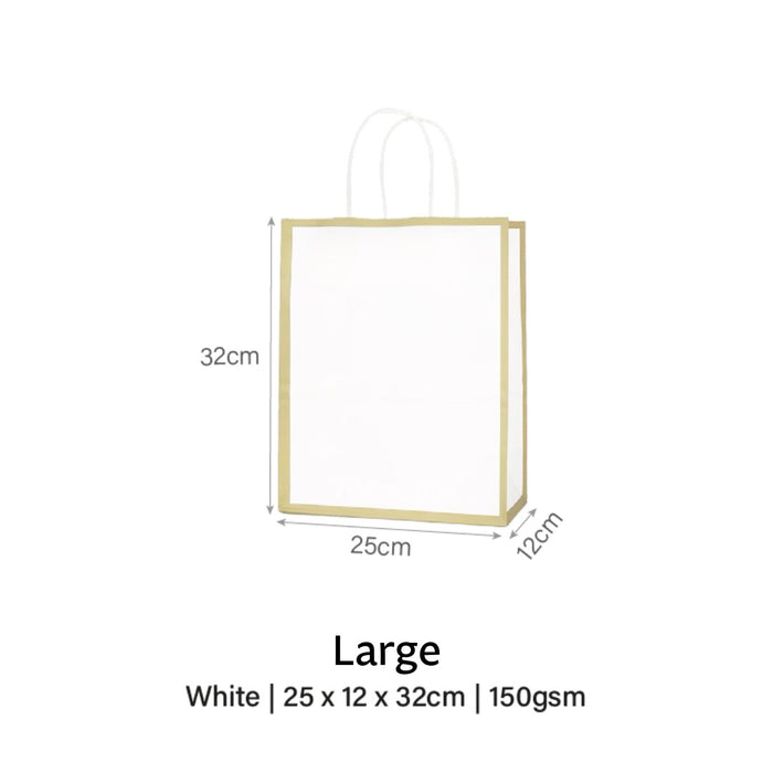 White with Gold Border Paper Bag