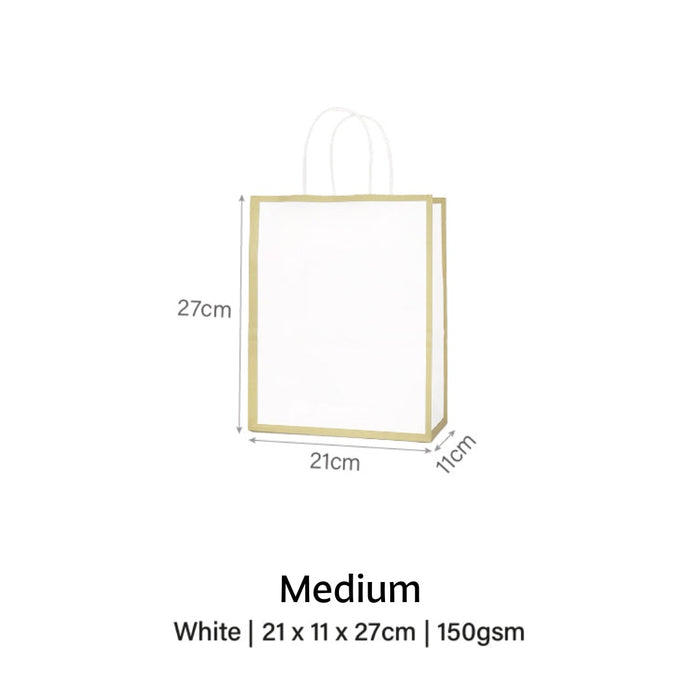 White with Gold Border Paper Bag 