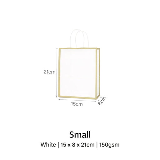 White with Gold Border Paper Bag 