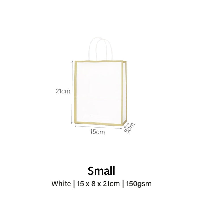 White with Gold Border Paper Bag 