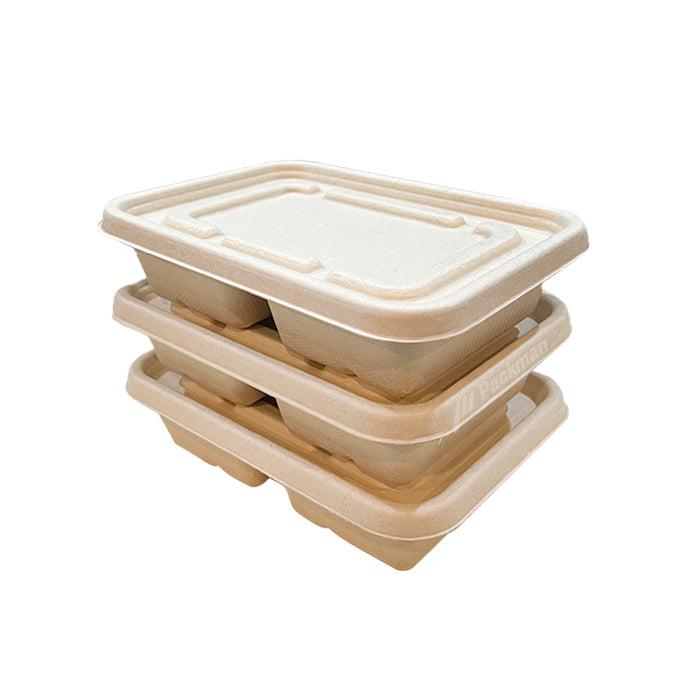 750ml 2-Compartment Sugarcane Lunch Box (300pcs)