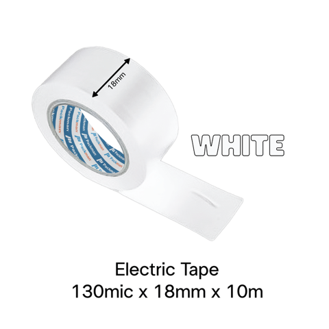 18mm x 10m WHITE Electrical Tape (6 Rolls)