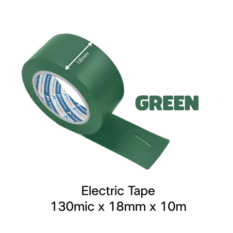 18mm x 10m GREEN Electrical Tape (6 Rolls)