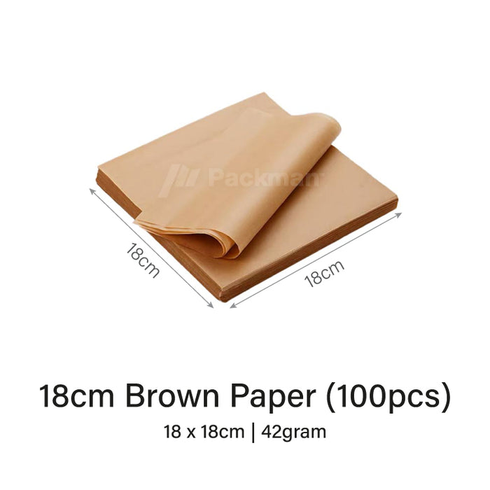18cm Brown Square Burger Paper