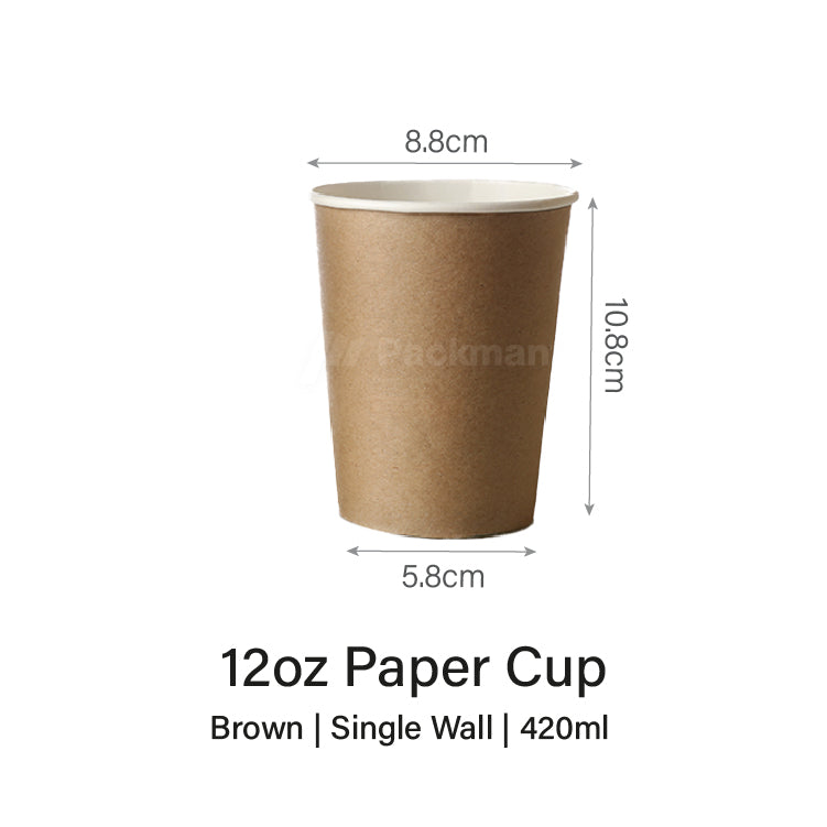 12oz Single Wall Brown Paper Cup (1000pcs)