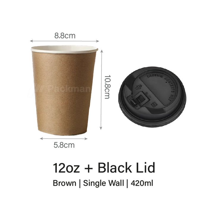 12oz Single Wall Brown Paper Cup (1,000pcs)