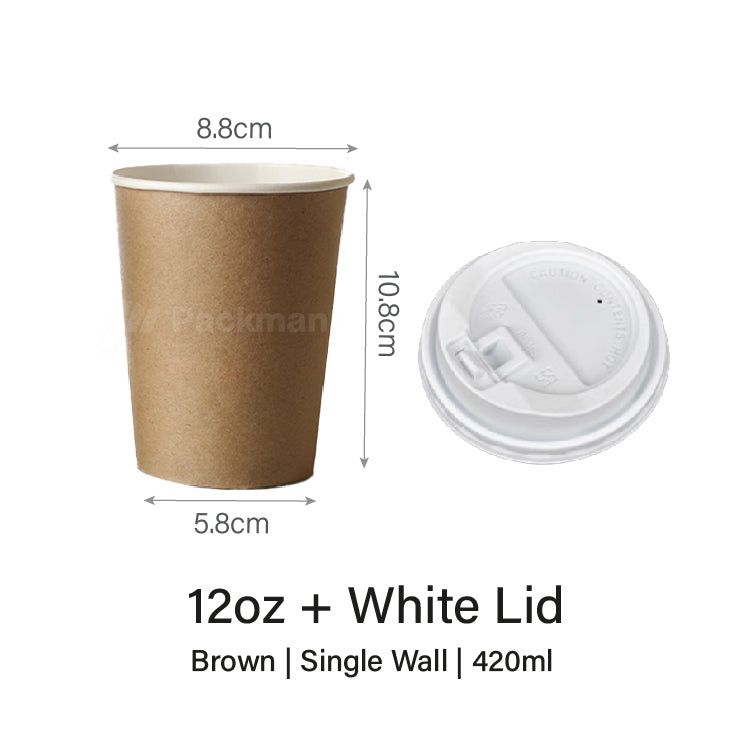 12oz Single Wall Brown Paper Cup (1000pcs)