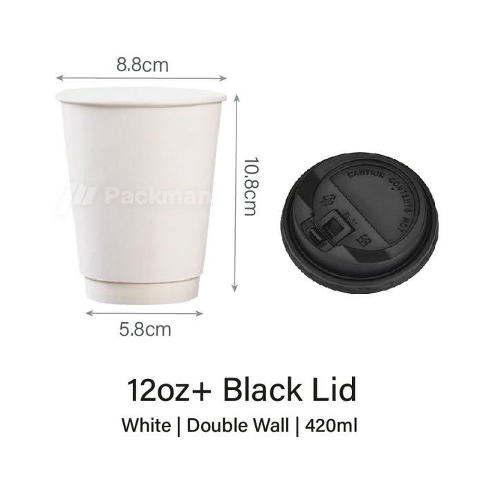 12oz Double Wall White Paper Cup (500pcs)