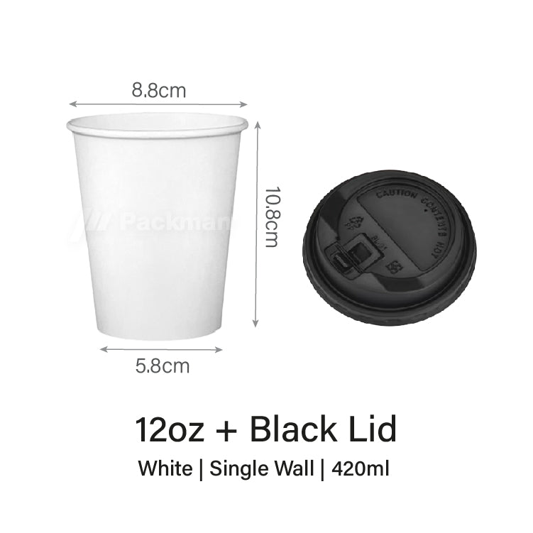 12oz Single Wall White Paper Cup (1000pcs)