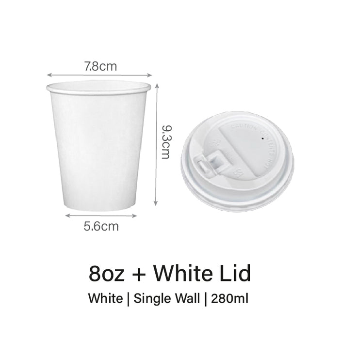 8oz Single Wall White Paper Cup (1000pcs)