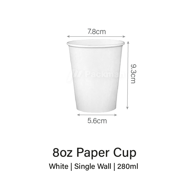 8oz Single Wall White Paper Cup (1000pcs)